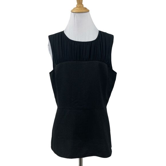 Cabi Bustier Peplum Blouse Womens 8 Black Snakeprint Back Zip Sheer Panel Top - Picture 1 of 13